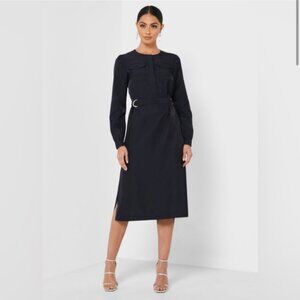 TED BAKER Sz 0/2-US Navy Aminna Utility Dress Long Sleeve Midi NWT